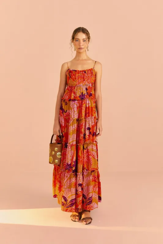 Beige Jungle Panther Lenzing™ Ecovero™ Viscose Maxi Dress sold by FARM Rio