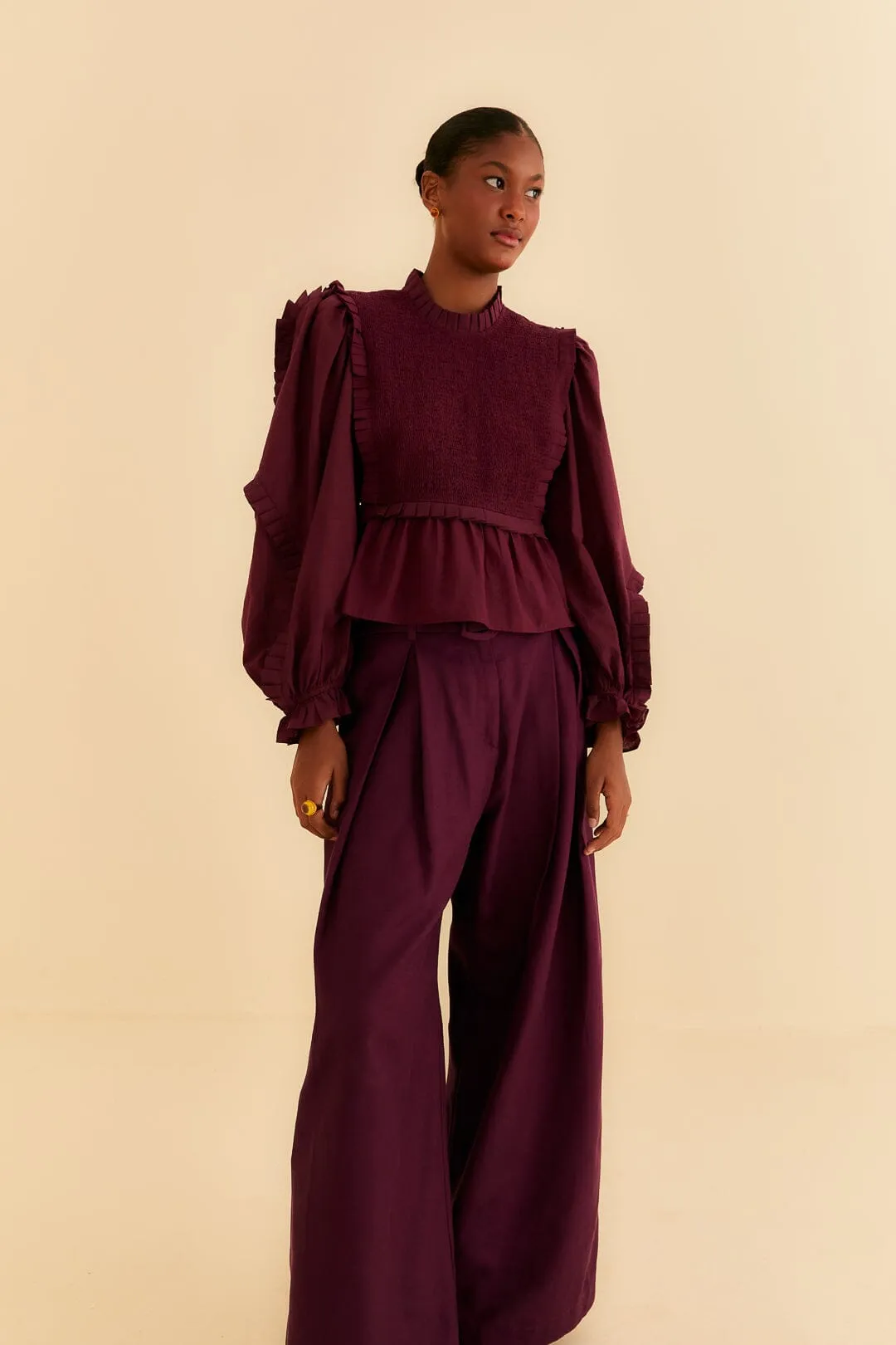 Burgundy Tailored Pants sold by FARM Rio product image thumbnail 2