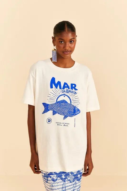 White Mar da Bahia Organic Cotton T-shirt sold by FARM Rio