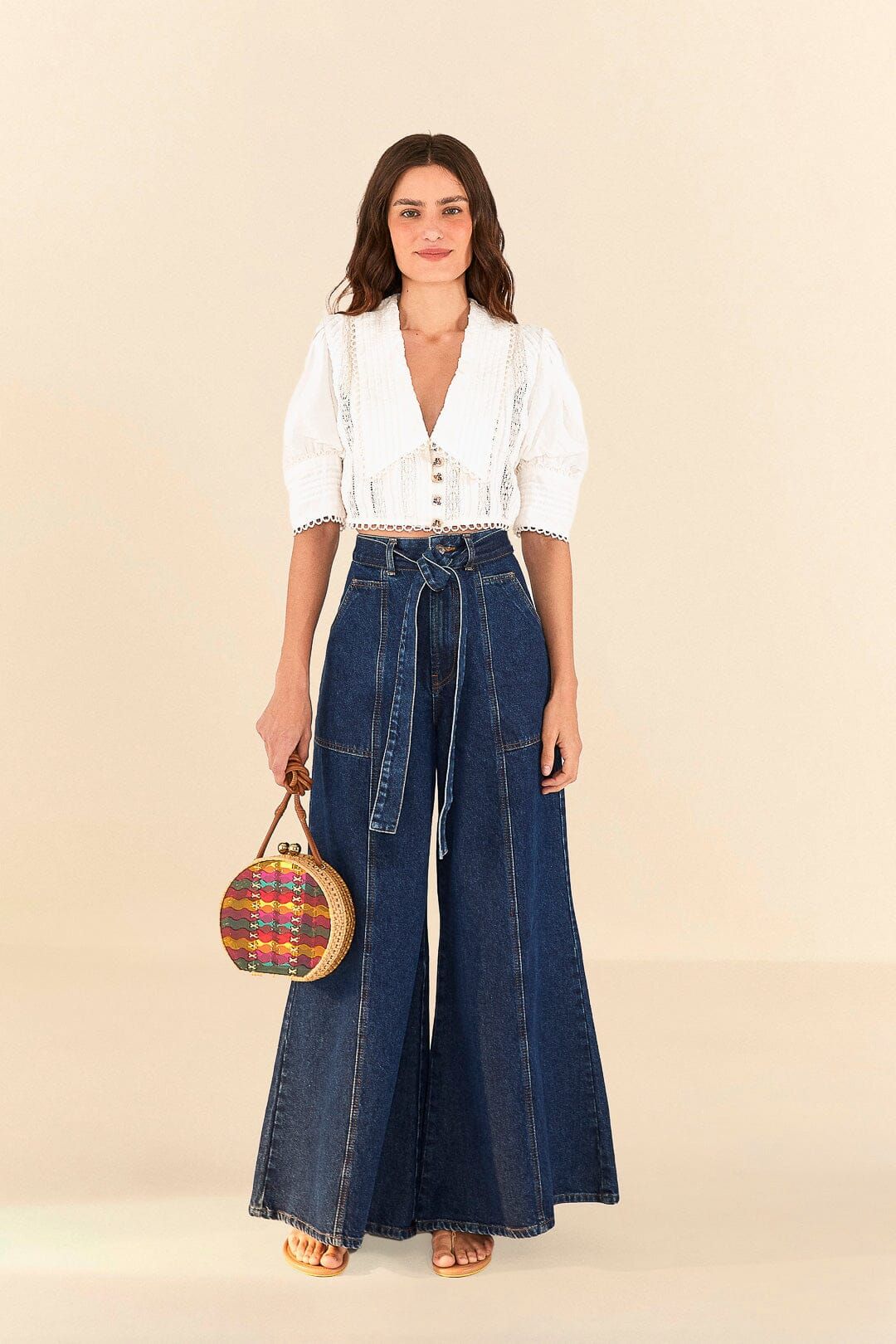 Off-White Cropped Blouse sold by FARM Rio product image thumbnail 2