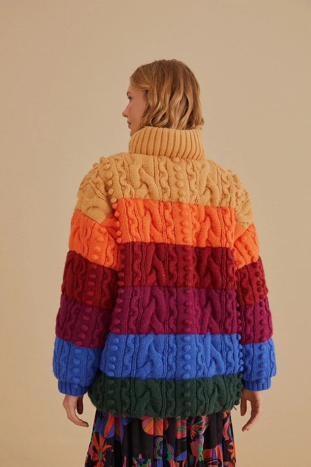 Colorful Stripes Knit Reversible Puffer Jacket sold by FARM Rio product image thumbnail 5