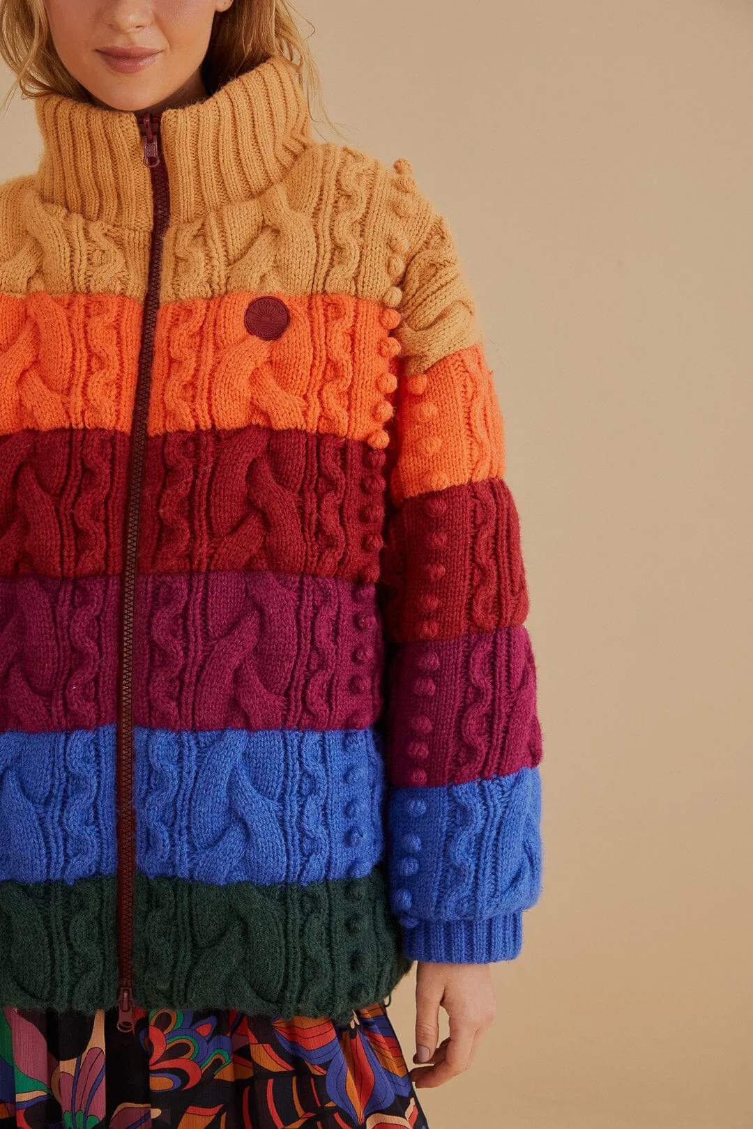 Colorful Stripes Knit Reversible Puffer Jacket sold by FARM Rio product image thumbnail 3