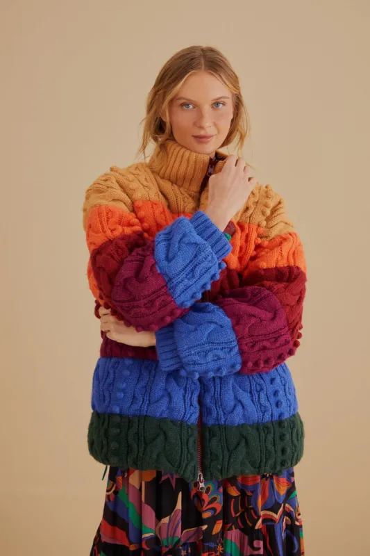 Colorful Stripes Knit Reversible Puffer Jacket sold by FARM Rio