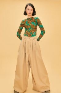 Khaki Low Waisted Pleated Pants sold by FARM Rio