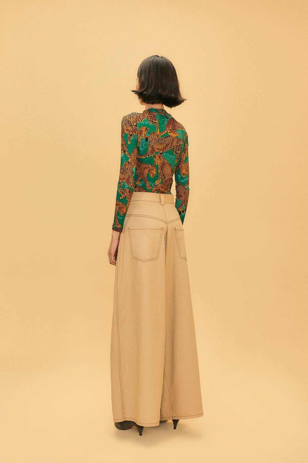 Khaki Low Waisted Pleated Pants sold by FARM Rio product image thumbnail 4