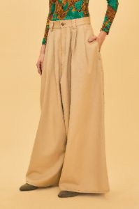 Khaki Low Waisted Pleated Pants sold by FARM Rio