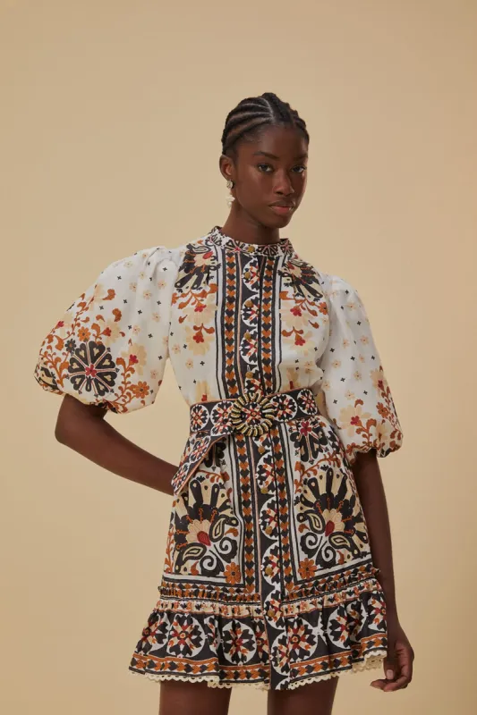 Flower Fan Tapestry Off-White Mini Dress sold by FARM Rio