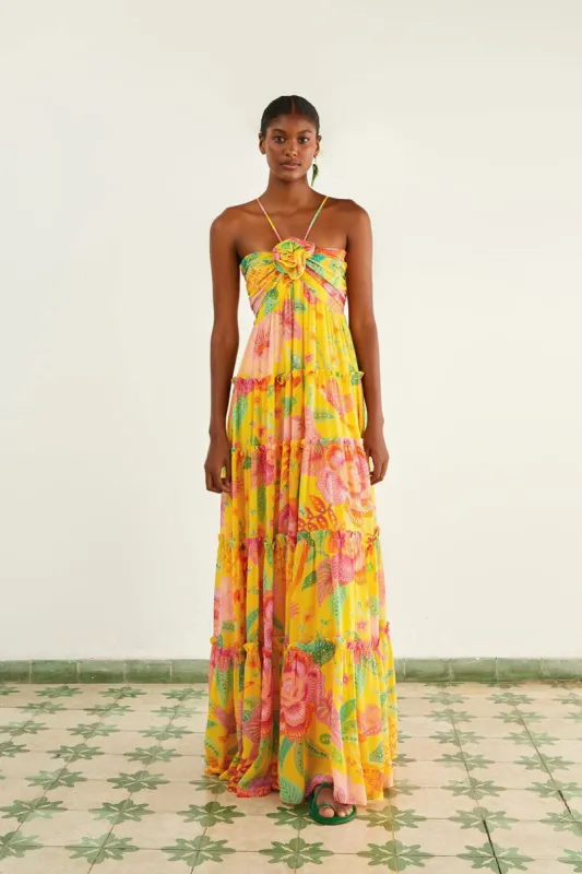 Yellow Macaw Bloom Maxi Dress sold by FARM Rio