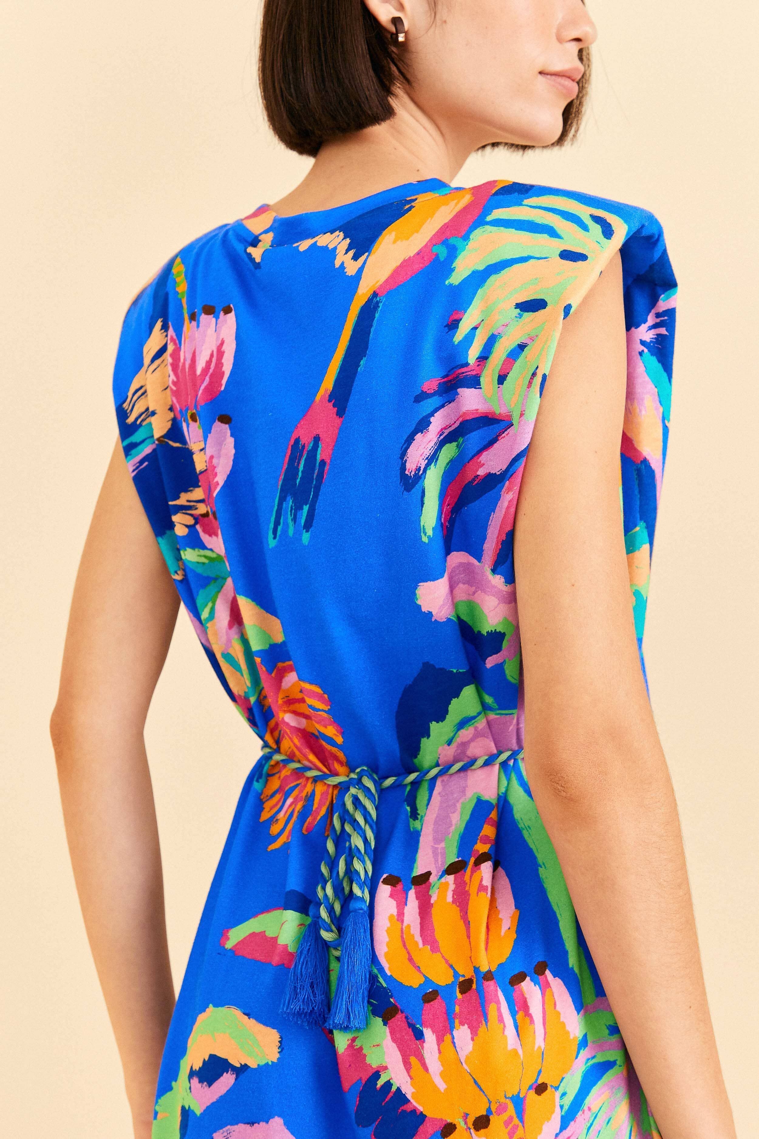 Blue Painted Jungle T-Shirt Dress sold by FARM Rio product image thumbnail 3