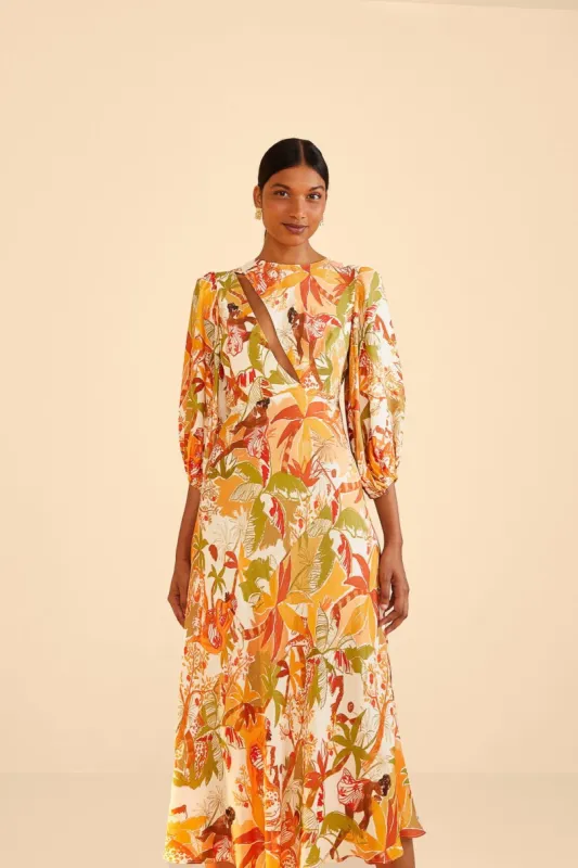 Sand Leopard Forest Midi Dress sold by FARM Rio