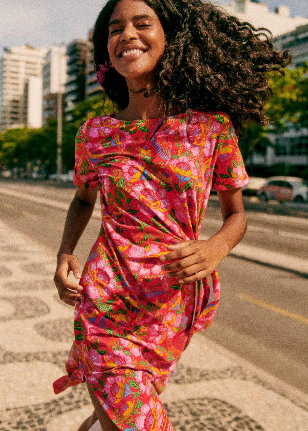 Macaw Flowers Red Pippa Midi Dress sold by FARM Rio product image thumbnail 2