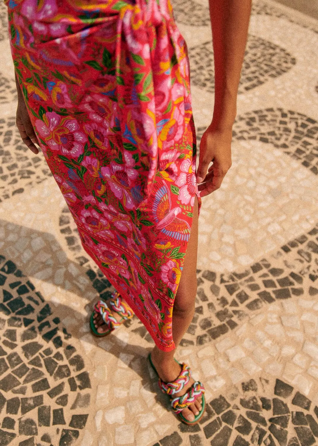 Macaw Flowers Red Pippa Midi Dress sold by FARM Rio product image thumbnail 3