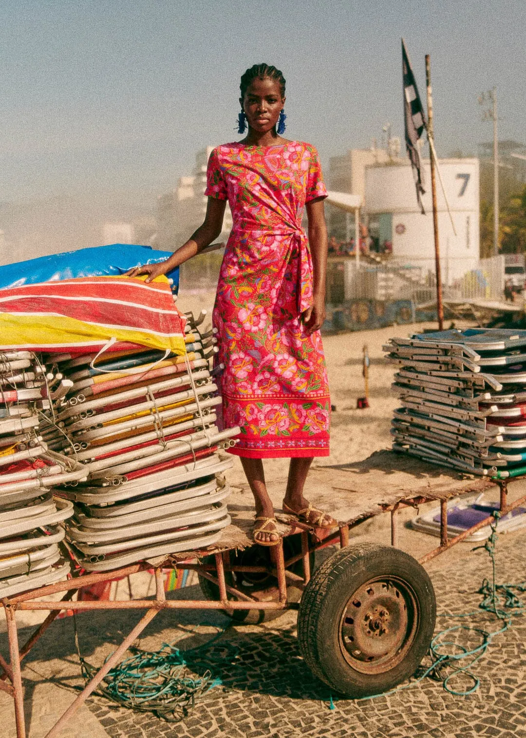 Macaw Flowers Red Pippa Midi Dress sold by FARM Rio
