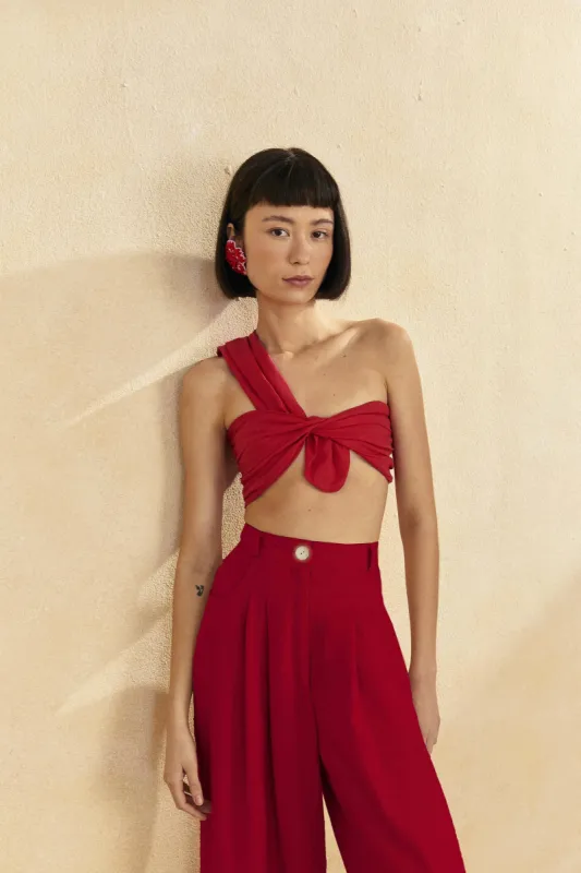 Red Twisted Top sold by FARM Rio