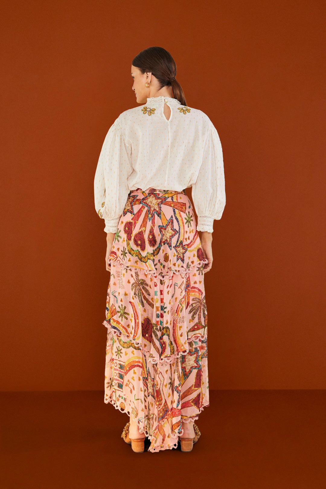 Pink Folk Party Layered Skirt sold by FARM Rio product image thumbnail 2