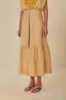 Khaki Topstitching Yoke Organic Cotton Maxi Skirt sold by FARM Rio