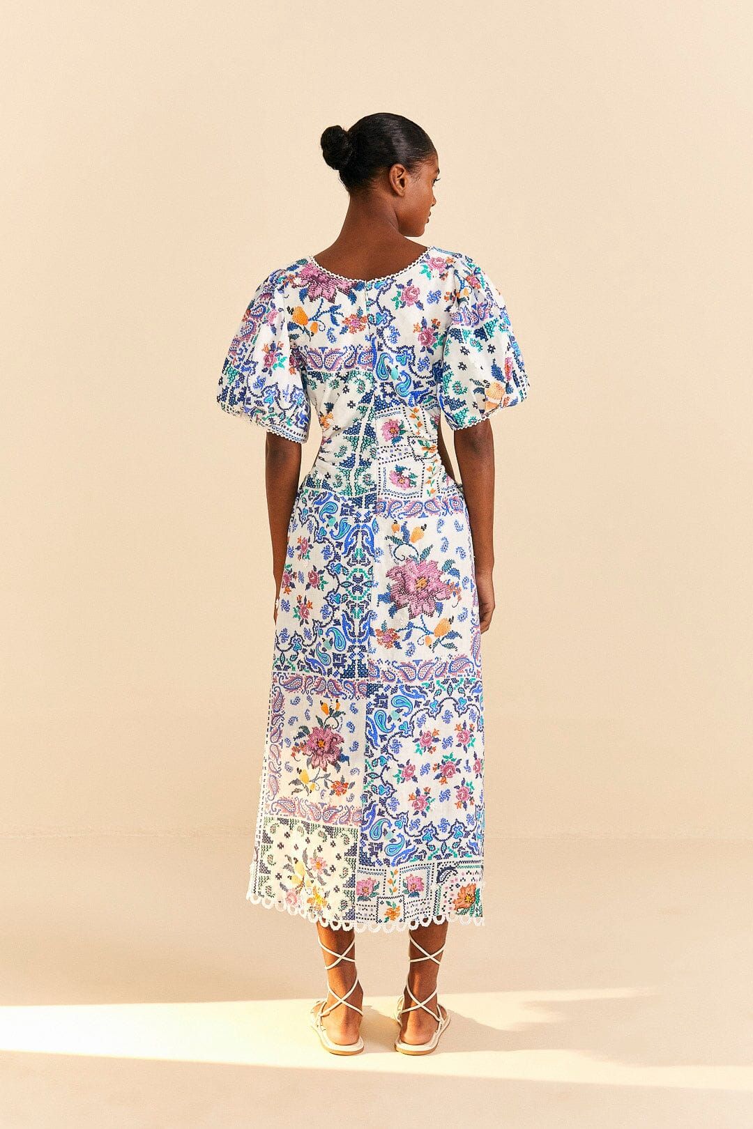 Off-White Romantic Bandanas Midi Dress sold by FARM Rio product image thumbnail 3