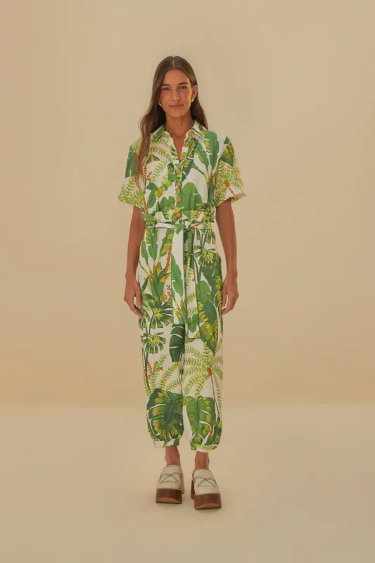 Tropical Forest Off-White Jumpsuit made by FARM Rio