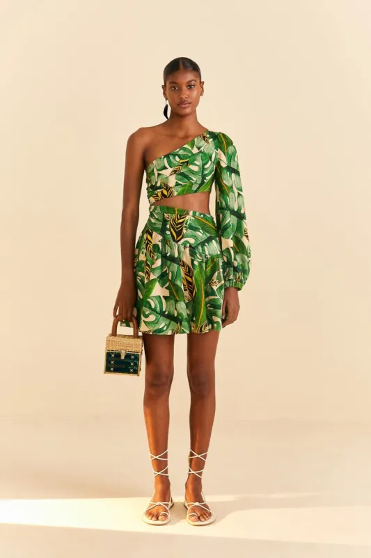 Tropical Leaves One Shoulder Mini Dress sold by FARM Rio