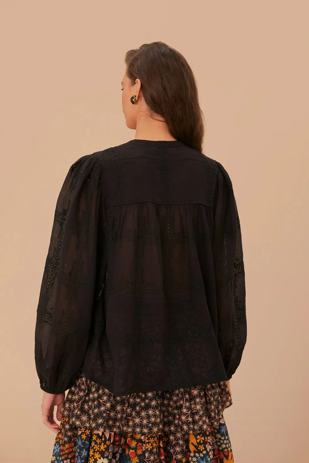 Black Scallops Long Sleeve Blouse sold by FARM Rio product image thumbnail 3