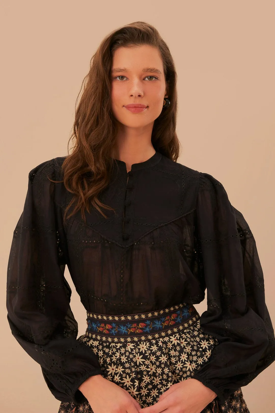 Black Scallops Long Sleeve Blouse sold by FARM Rio product image thumbnail 2