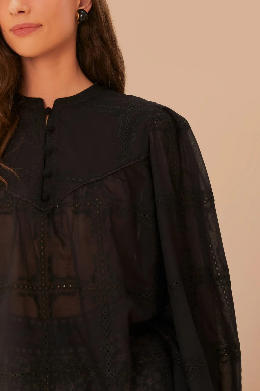 Black Scallops Long Sleeve Blouse sold by FARM Rio product image thumbnail 4
