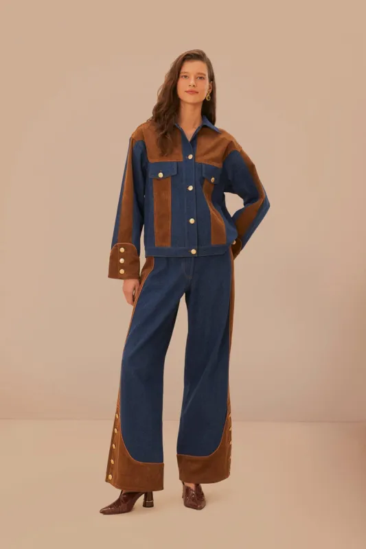 Western Denim Wide Pants Low Waisted sold by FARM Rio
