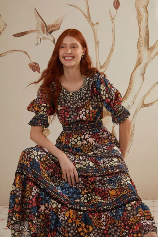 Black Jujus Garden Maxi Dress made by FARM Rio