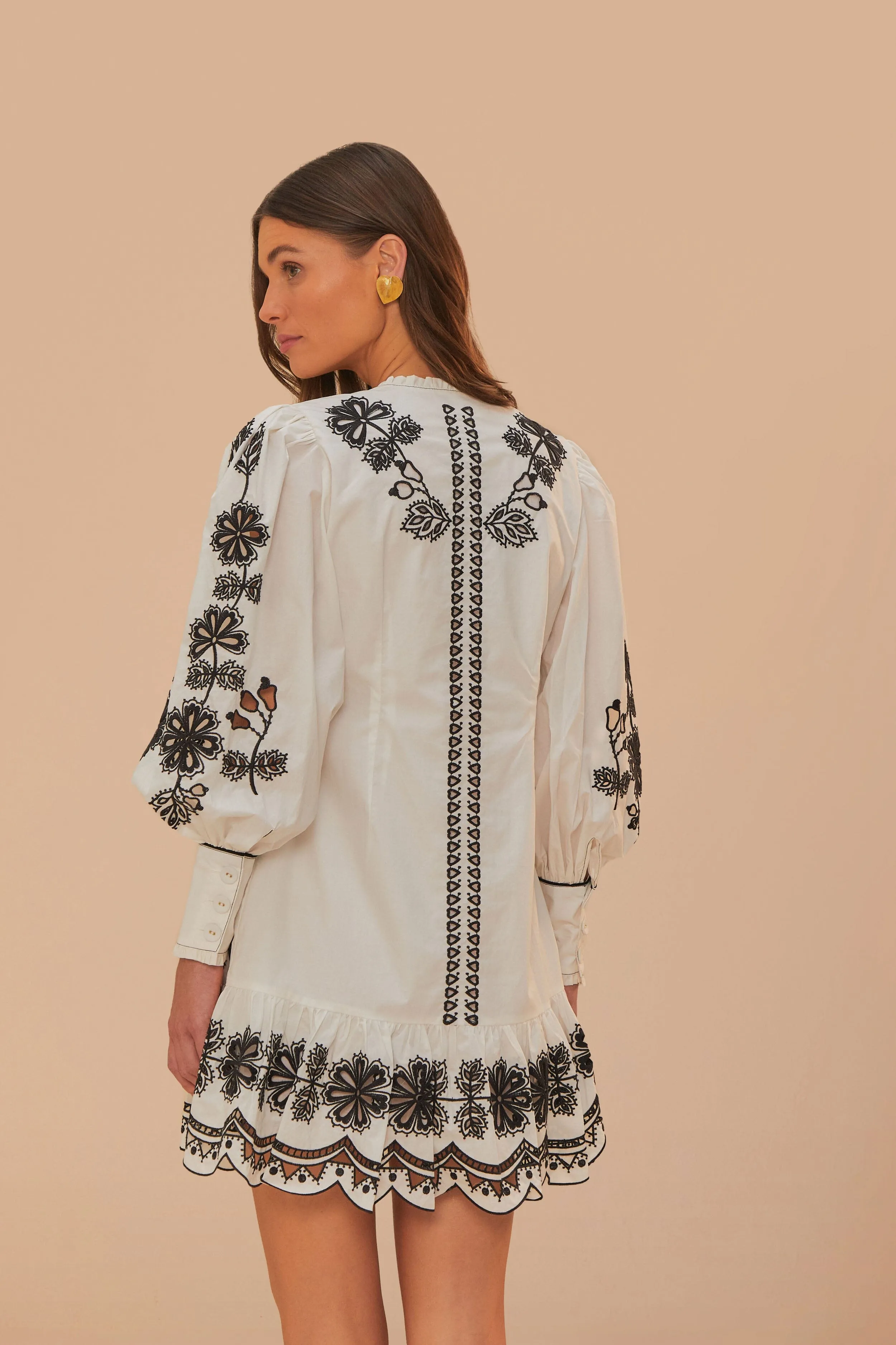 White Flowers Richelieu Mini Dress sold by FARM Rio product image thumbnail 4