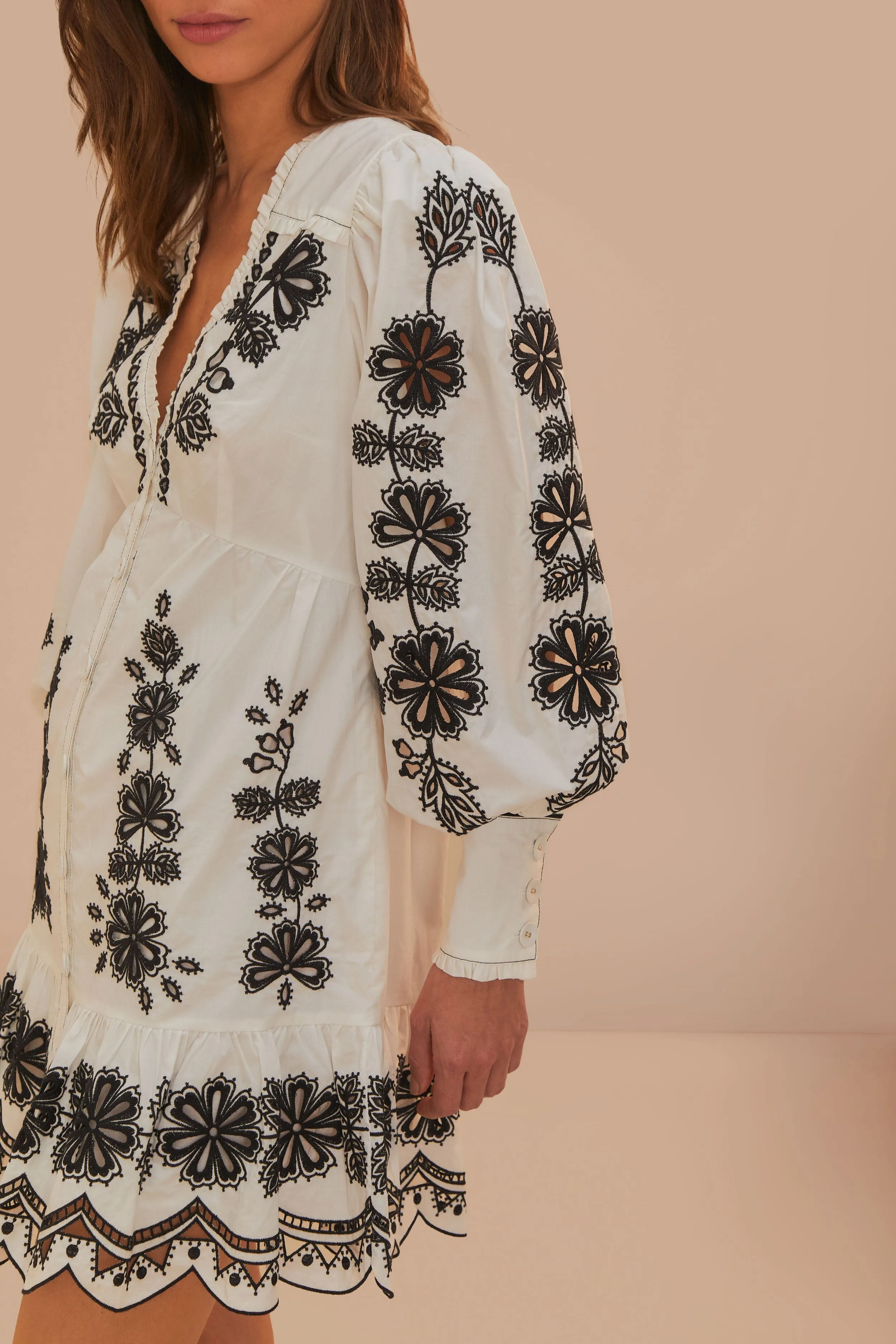 White Flowers Richelieu Mini Dress sold by FARM Rio product image thumbnail 3