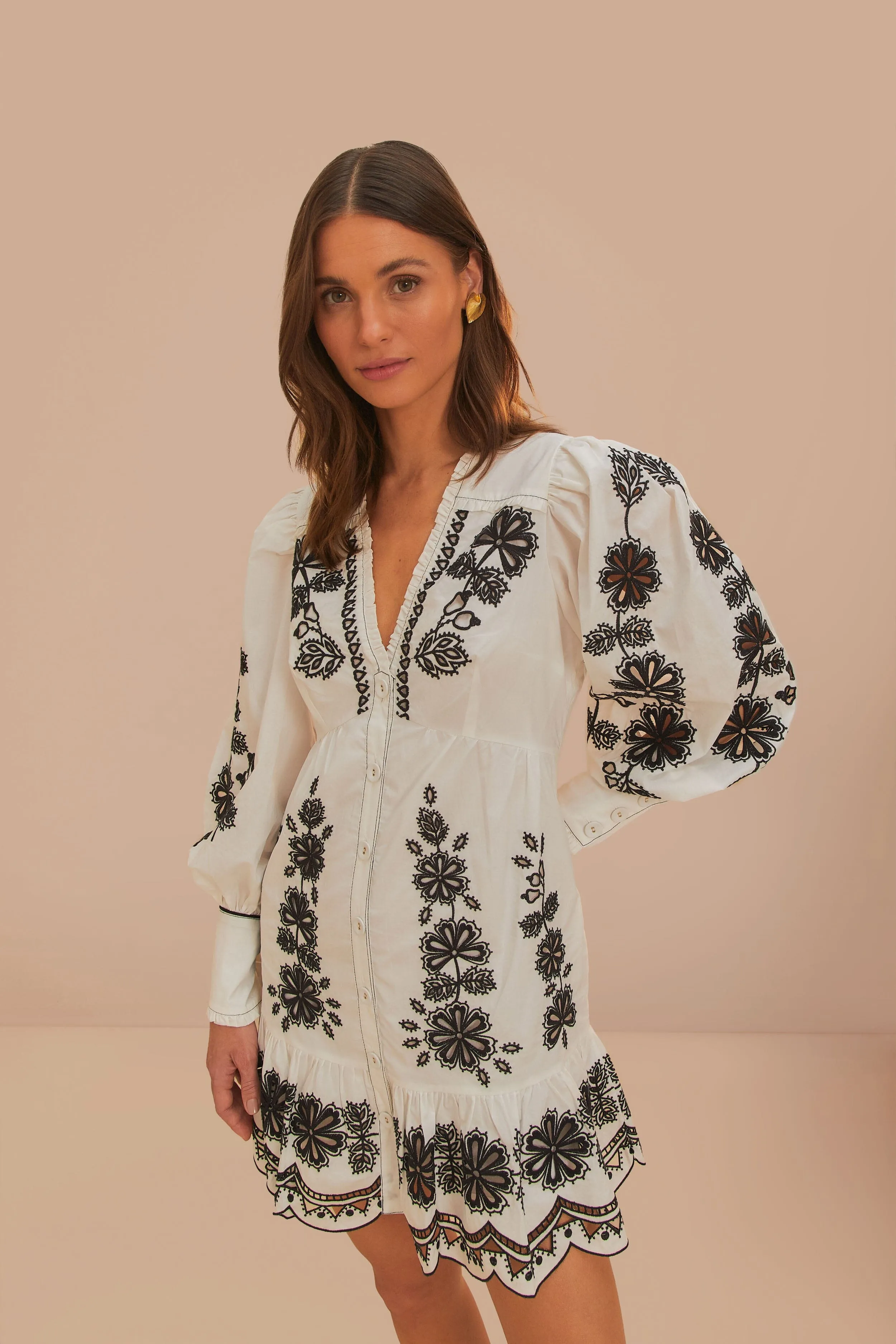 White Flowers Richelieu Mini Dress sold by FARM Rio