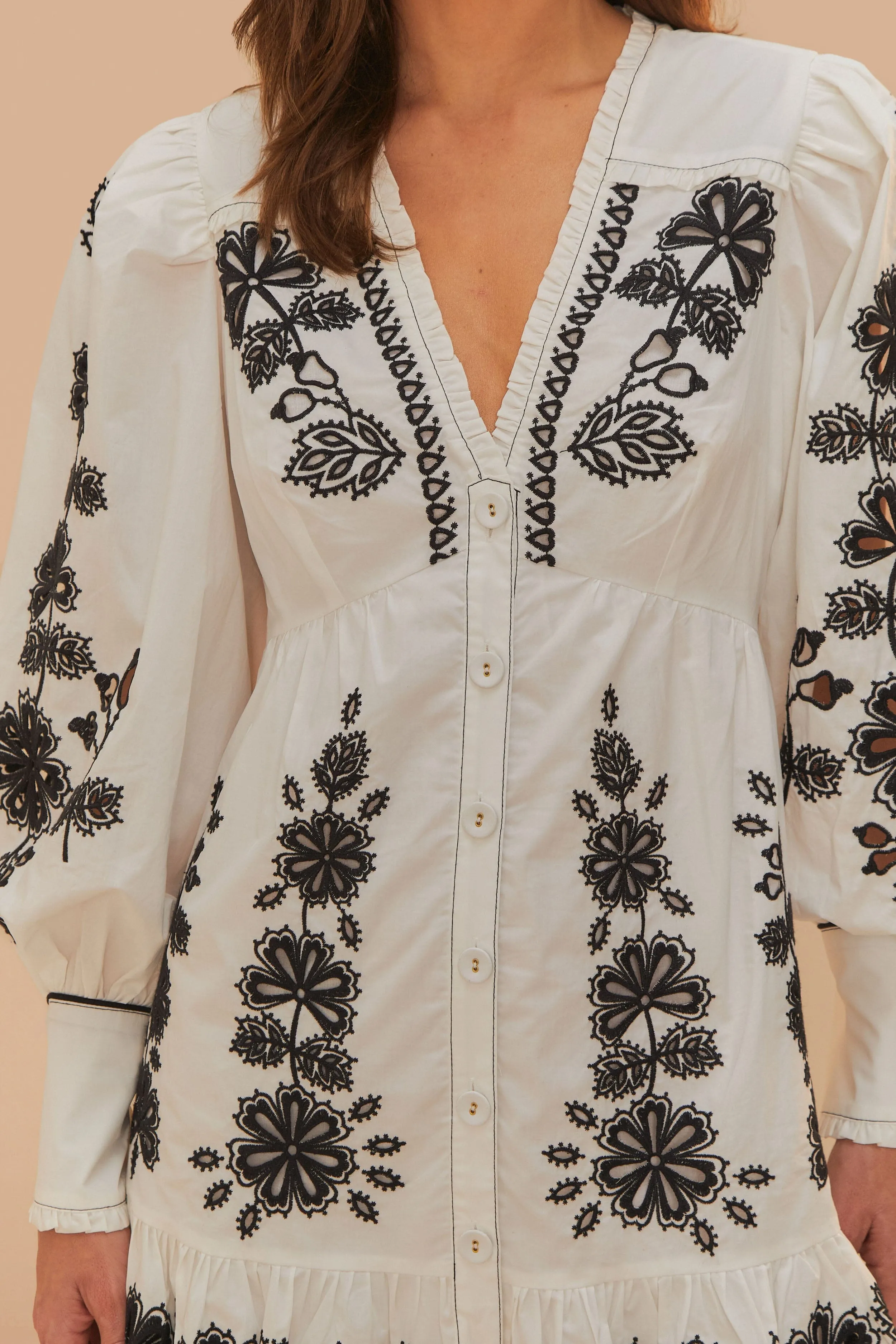 White Flowers Richelieu Mini Dress sold by FARM Rio product image thumbnail 2