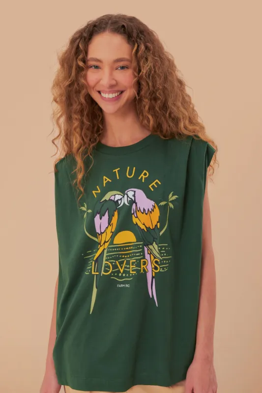 Green Nature Lovers Pleat Organic Cotton T-Shirt sold by FARM Rio