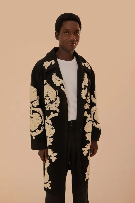 Black Helen Fleece Coat sold by FARM Rio