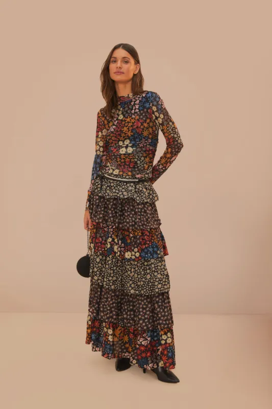 Black Juju Garden Tulle Blouse sold by FARM Rio