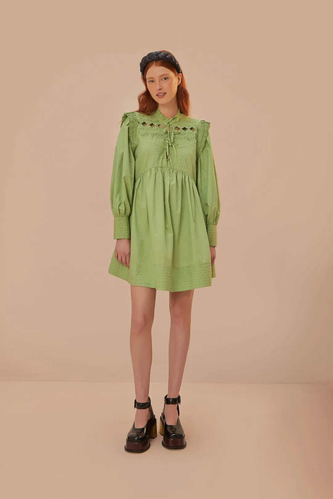 Green Open Yoke Mini Dress sold by FARM Rio product image thumbnail 2
