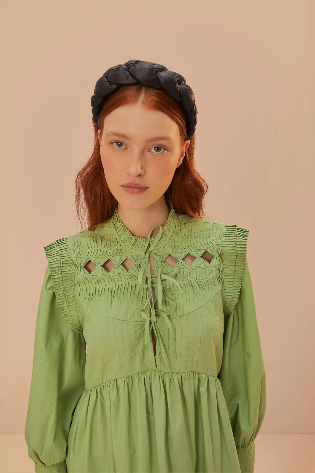 Green Open Yoke Mini Dress sold by FARM Rio product image thumbnail 3