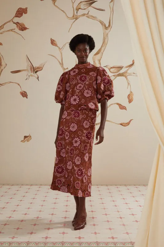 Gigi Tapestry Guipure Skirt sold by FARM Rio