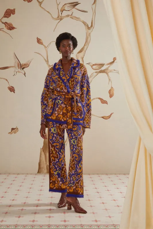 Glam Tapestry Blue Knit Pants sold by FARM Rio