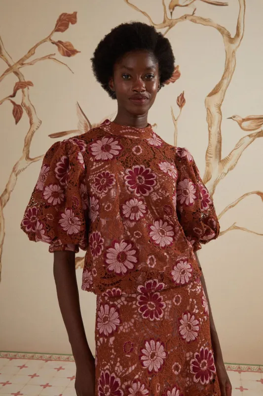 Gigi Tapestry Guipure Blouse sold by FARM Rio