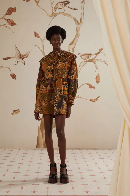 Savana Dream Caramel Matelasse Yoke Mini Dress sold by FARM Rio