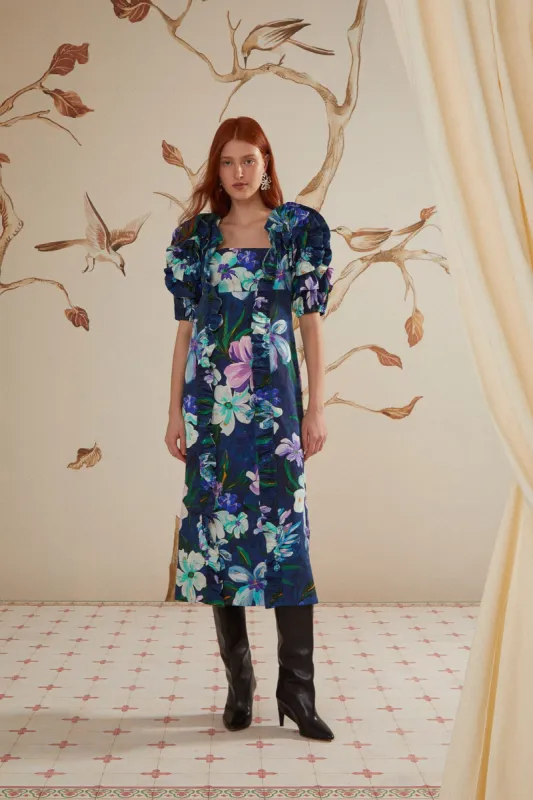 Floraline Ruffle Short Sleeve Midi Dress sold by FARM Rio