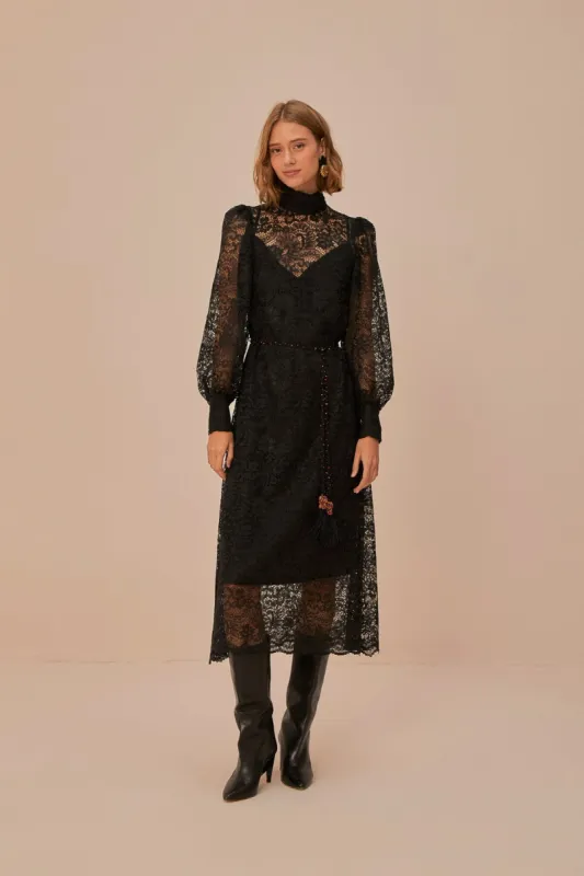 Lace Black Midi Dress sold by FARM Rio