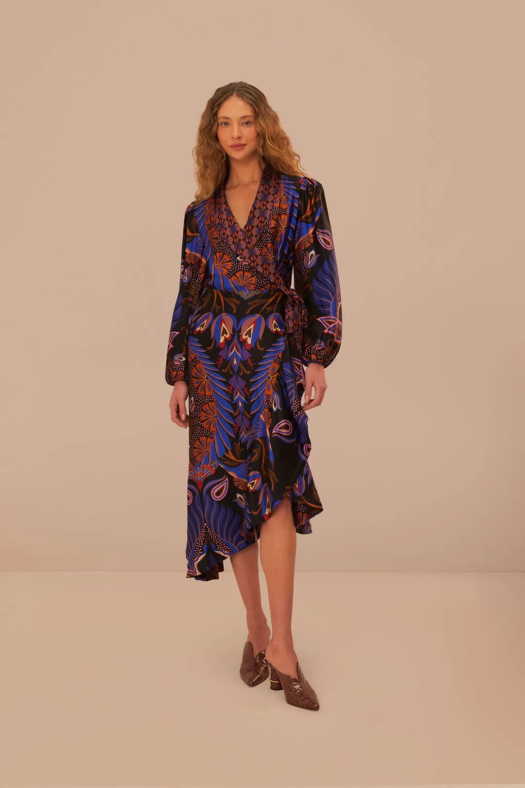 Heart Forest Black Long Sleeve Midi Dress sold by FARM Rio