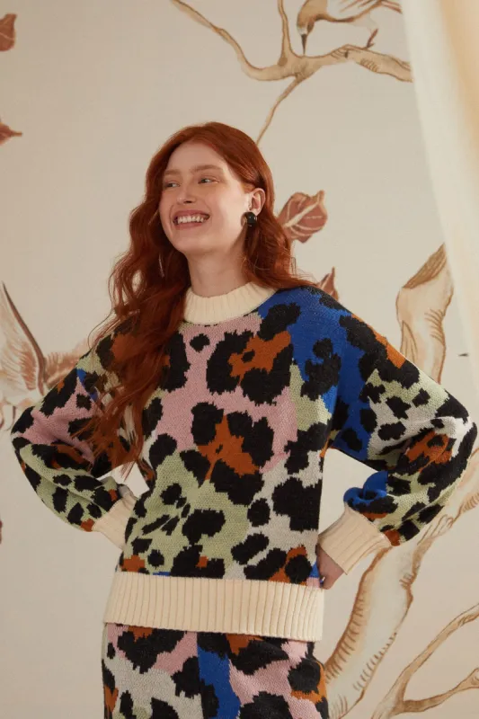Colorful Leopard Knit Sweater sold by FARM Rio