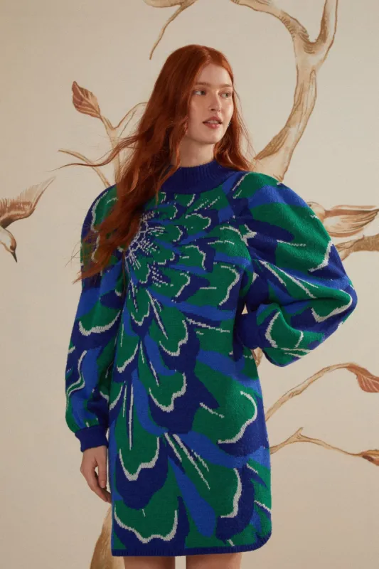 Blue Maxi Flower Knit Dress sold by FARM Rio