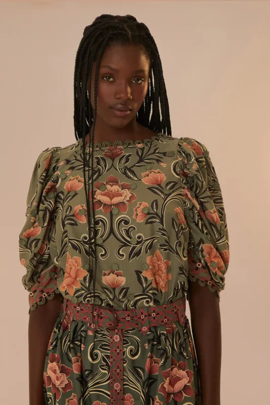 Arabesque Floral Green Blouse sold by FARM Rio