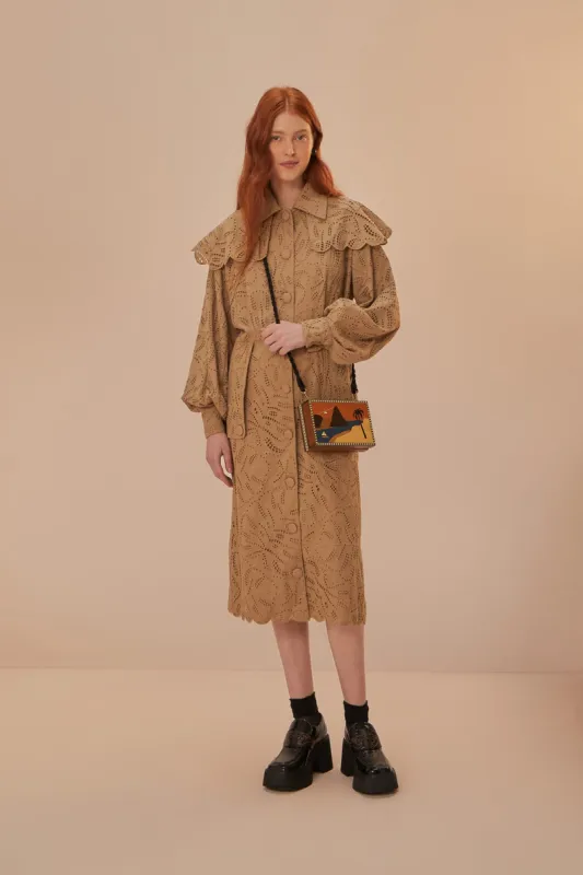 Brown Laise Trench Coat made by FARM Rio