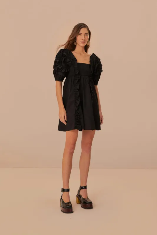 Black Ruffle Short Sleeve Mini Dress sold by FARM Rio
