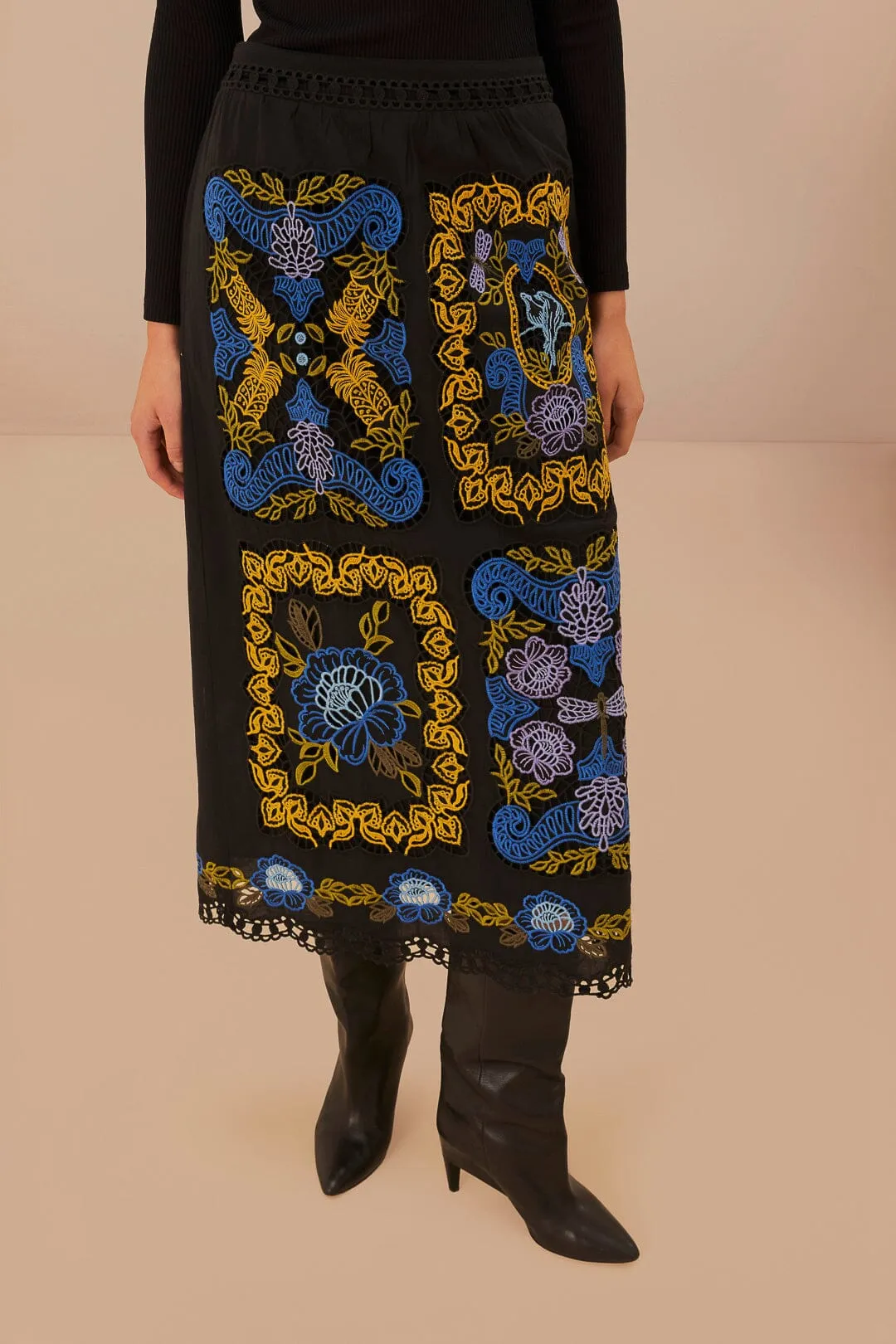 Black Richelieu Midi Skirt sold by FARM Rio product image thumbnail 2